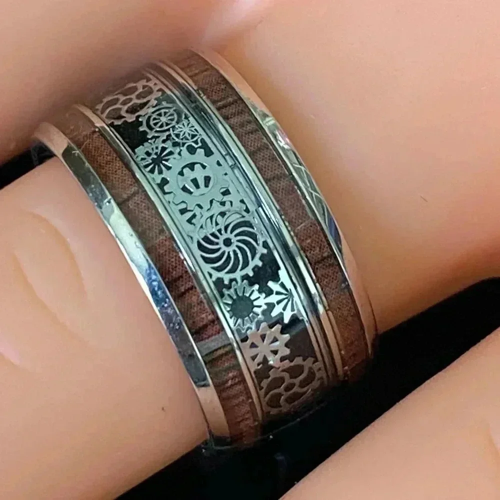 Size 7 Steampunk Ring Band Gears Unique New